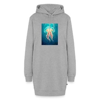 Méduse-boîte de style bande dessinée, en forme de cube transparent - Sweat-shirt à capuche long Femme - gris chiné - Devant