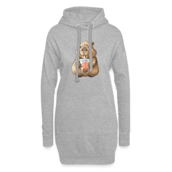 Sweet Anime Capybara Bubble Tea Boba Tea - Hoodie Dress - heather grey - Front