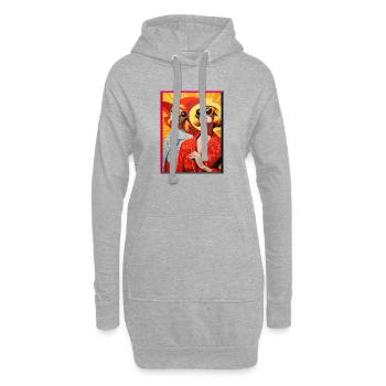 Zwei Retro Damen im Sonnenhut und Sonnenbrille - Hoodie-Kleid - Grau meliert - Vorne