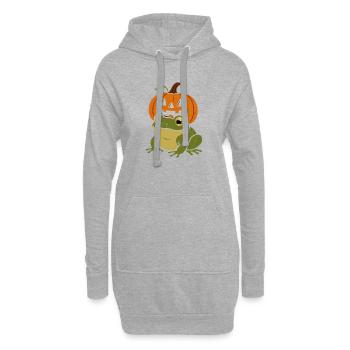 Grüner Frosch unter Halloween-Kürbis - Hoodie-Kleid - Grau meliert - Vorne