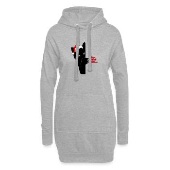 Chat de Noël - Sweat-shirt à capuche long Femme - gris chiné - Devant