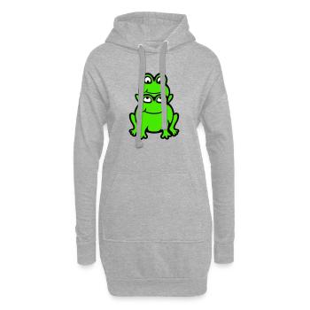 Frosch Kind Familie Papa Mama Huckepack Vatertag - Hoodie-Kleid - Grau meliert - Vorne