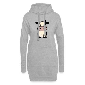 Vache mignonne - Sweat-shirt à capuche long Femme - gris chiné - Devant
