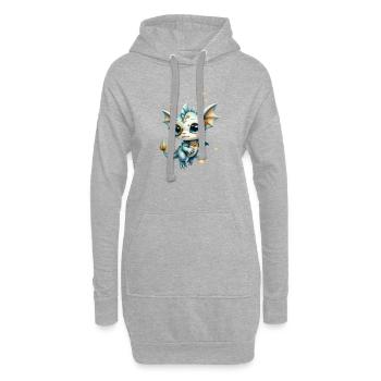 Steampunk Drache mit Lupe - Hoodie-Kleid - Grau meliert - Vorne