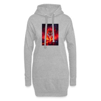 Majestätischer Tiger, der in goldenem und türkisfarbenem Rad leuchtet - Hoodie-Kleid - Grau meliert - Vorne