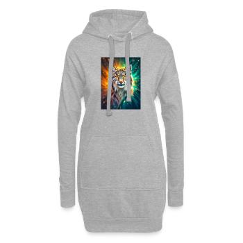 Luchs – Geist der Klarheit und Energie - Hoodie-Kleid - Grau meliert - Vorne
