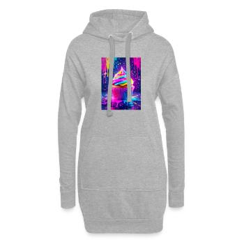 Süßer Neon-Cupcake, der mit bunter Pop-Art glänzt - Hoodie-Kleid - Grau meliert - Vorne