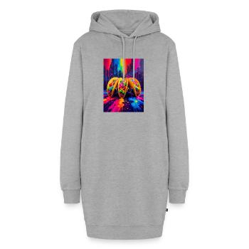 Bunte Tacos, die in einer leuchtenden Neon-Fiesta tanzen - Hoodie-Kleid - Grau meliert - Vorne
