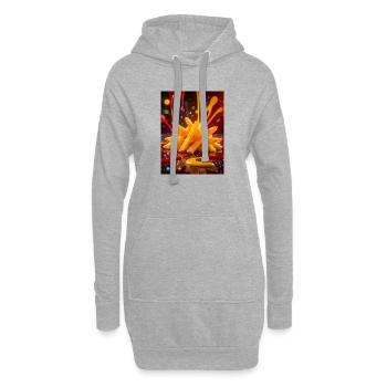 Frites dorées brillant d’une couleur néon brillante s - Sweat-shirt à capuche long Femme - gris chiné - Devant