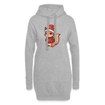 Noël écureuil - Sweat-shirt à capuche long Femme - gris chiné - Devant