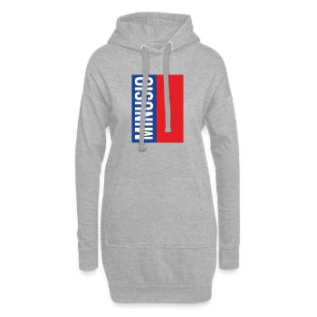 Minusio Vertikale Typografie Blau Rot - Hoodie-Kleid - Grau meliert - Vorne