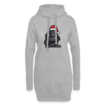 Gorilla Weihnachten - Hoodie-Kleid - Grau meliert - Vorne