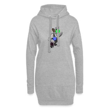 Linienblüten mit Farbkugeln - Hoodie-Kleid - Grau meliert - Vorne