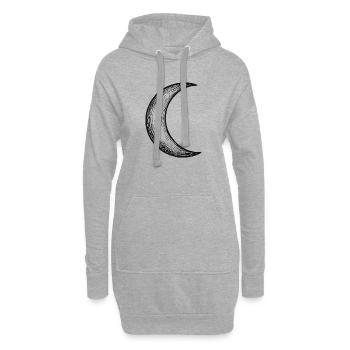 Handgezeichnete Mondsichel Skizze - Hoodie-Kleid - Grau meliert - Vorne