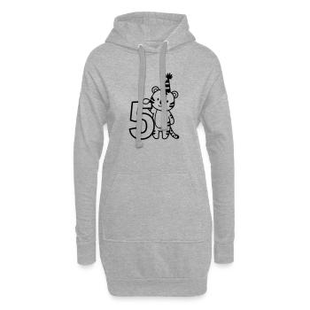Party-Tiger mit Zahl 5 Cartoon Illustration - Hoodie-Kleid - Grau meliert - Vorne
