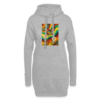 Psychedelischer Schmetterlingsgarten in coolen Farben - Hoodie-Kleid - Grau meliert - Vorne