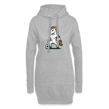 Maskottchen des Unicorn-Fußballkapitäns steht stolz da - Hoodie-Kleid - Grau meliert - Vorne