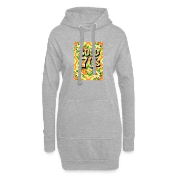 Texte des années 70 en gras entouré de fleurs - Sweat-shirt à capuche long Femme - gris chiné - Devant