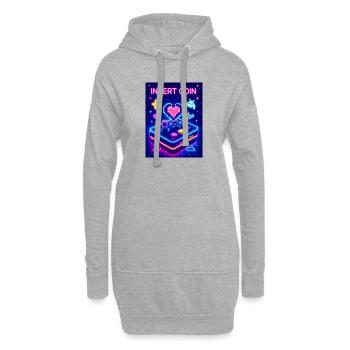 Insert Coin Arcade Love – Retro-80er-Jahre-Gaming - Hoodie-Kleid - Grau meliert - Vorne