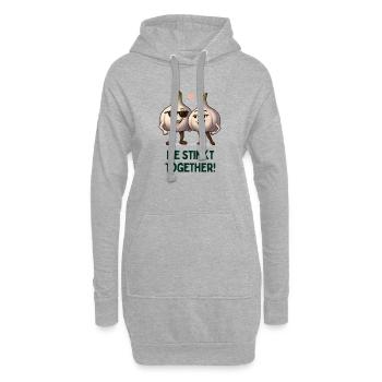 Knoblauch Duo: Wir Stinken Zusammen - Hoodie-Kleid - Grau meliert - Vorne