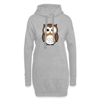 Style minimaliste de chouette curieuse mignonne - Sweat-shirt à capuche long Femme - gris chiné - Devant