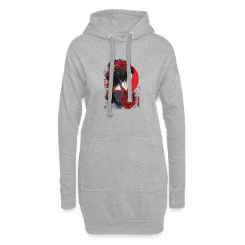 Geisha mit roten Rosen - Hoodie-Kleid - Grau meliert - Vorne
