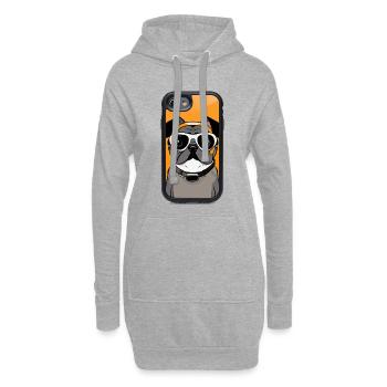 Chien en casque et lunettes de plongée - Sweat-shirt à capuche long Femme - gris chiné - Devant