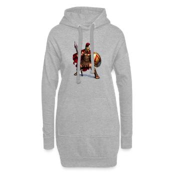 Guerrier Spartiate avec Bouclier - Sweat-shirt à capuche long Femme - gris chiné - Devant