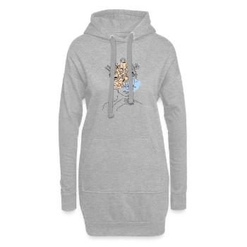 Line Art Frau mit Blumen Minimalistisch Elegant - Hoodie-Kleid - Grau meliert - Vorne