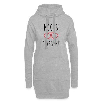 noces d'argent 25 ans d'amour - Sweat-shirt à capuche long Femme - gris chiné - Devant