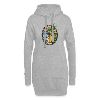 Cadre circulaire de Vagues de palmier de plage - Sweat-shirt à capuche long Femme - gris chiné - Devant