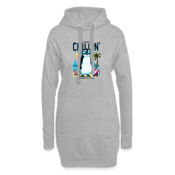 Antarktischer Strand-Pinguin mit Sonnenbrille - Hoodie-Kleid - Grau meliert - Vorne