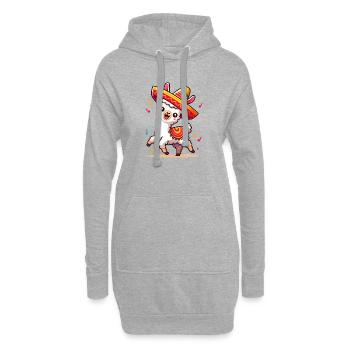 Lama Fiesta im Sombrero - Hoodie-Kleid - Grau meliert - Vorne