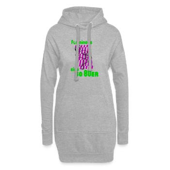 Flamingos 80er - Hoodie-Kleid - Grau meliert - Vorne