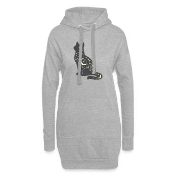 Mondstern Katze Silhouette - Hoodie-Kleid - Grau meliert - Vorne