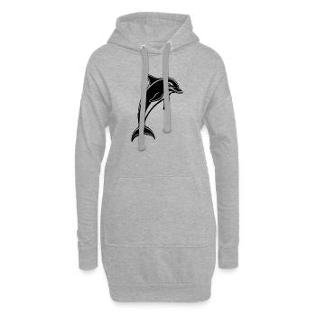 Dauphin Sautillant - Sweat-shirt à capuche long Femme - gris chiné - Devant