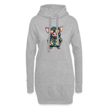 Schwein Comic Urlaub Wildschwein - Hoodie-Kleid - Grau meliert - Vorne