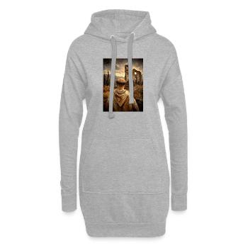 Mönch vor Ruinen bei Sonnenuntergang - Hoodie-Kleid - Grau meliert - Vorne