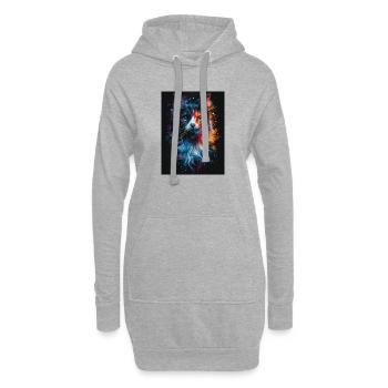 Cat_01 - Sweat-shirt à capuche long Femme - gris chiné - Devant