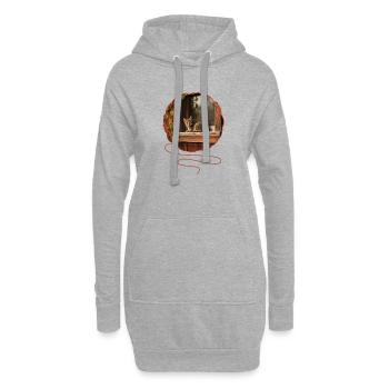 T-Shirt-Design „Katze“ - Hoodie-Kleid - Grau meliert - Vorne