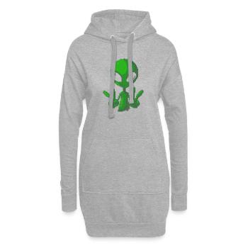 T-shirt Pixel Green Alien Peace Sign - Sweat-shirt à capuche long Femme - gris chiné - Devant