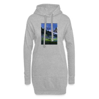 Vallée alpine et montagnes bleues - Sweat-shirt à capuche long Femme - gris chiné - Devant