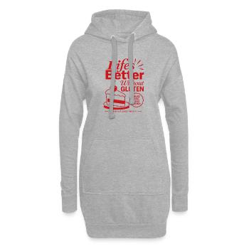 Life Is Better Without Gluten - Hoodie-Kleid - Grau meliert - Vorne