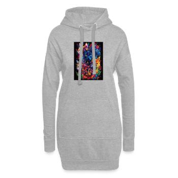 Cat_02 - Sweat-shirt à capuche long Femme - gris chiné - Devant