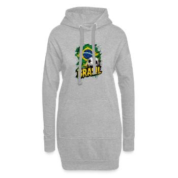 Brasilien Flagge - Hoodie-Kleid - Grau meliert - Vorne