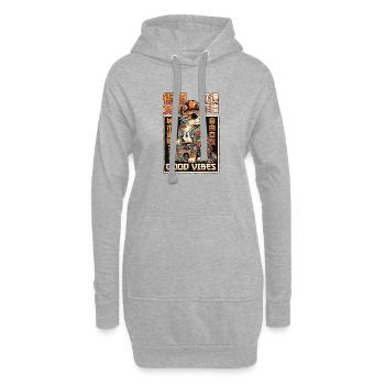 Japanische Katze Mit Tattoos - Hoodie-Kleid - Grau meliert - Vorne