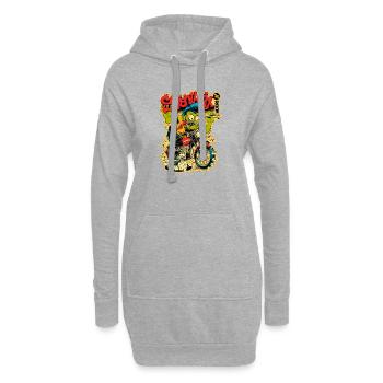 Monstre vert à moto – Style comic - Sweat-shirt à capuche long Femme - gris chiné - Devant