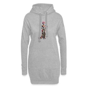 Reine cyborg florale - Sweat-shirt à capuche long Femme - gris chiné - Devant