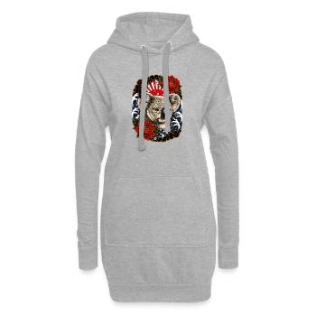 Koala im japanischen Irezumi Tattoo Stil - Hoodie-Kleid - Grau meliert - Vorne