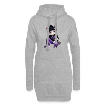 K-Pop Cat in Purple Hoodie - Hoodie Dress - heather grey - Front